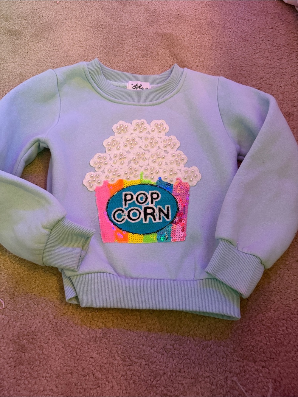 Lola + The Boys Light Blue Popcorn Sequin Pullover